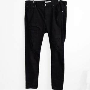 Mens Pacsun Black Distressed Skinny Jeans Size 36 X 34